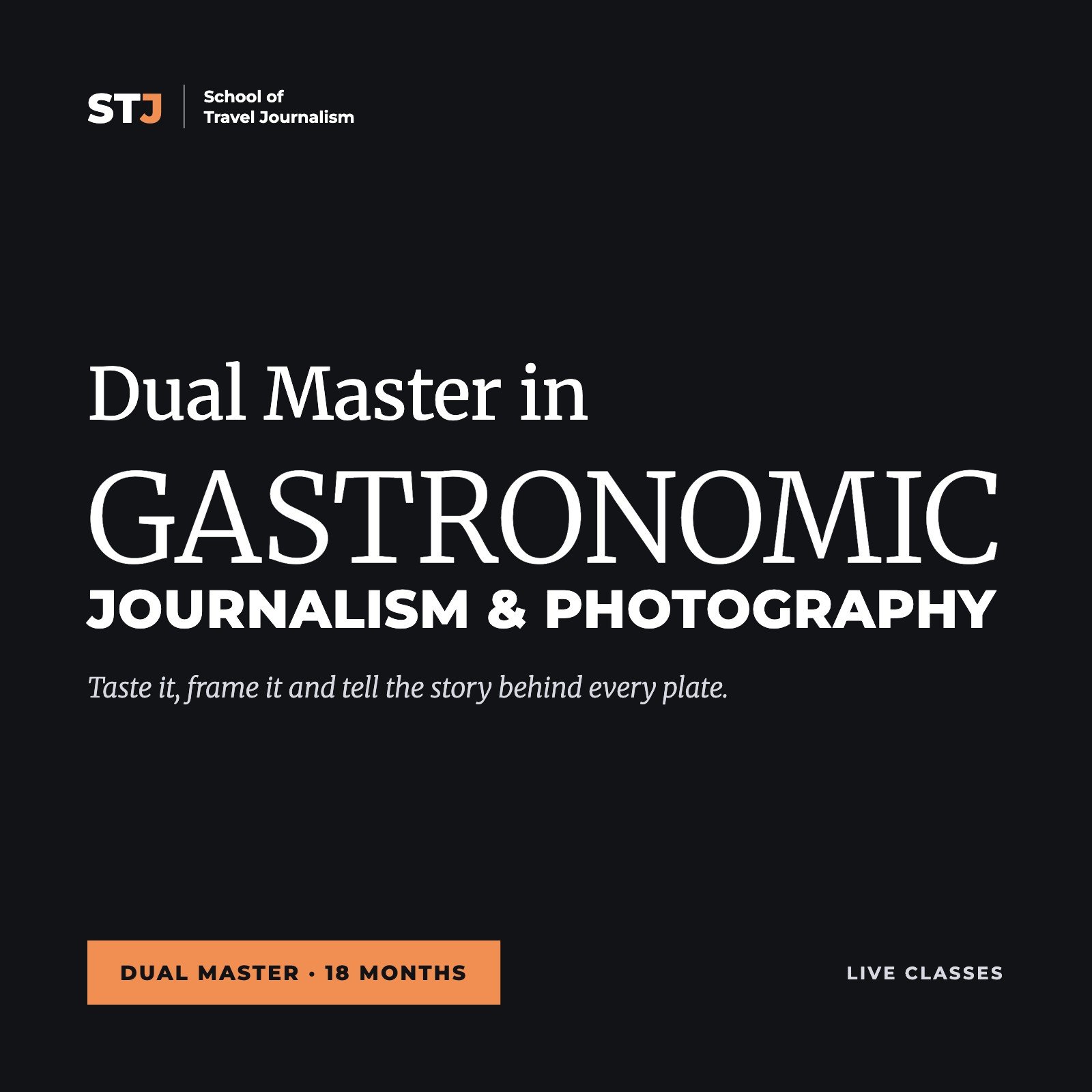 Cover image: Dual Master in GASTRONOMIC JOURNALISM & PHOTOGRAPHY | School of Travel Journalism