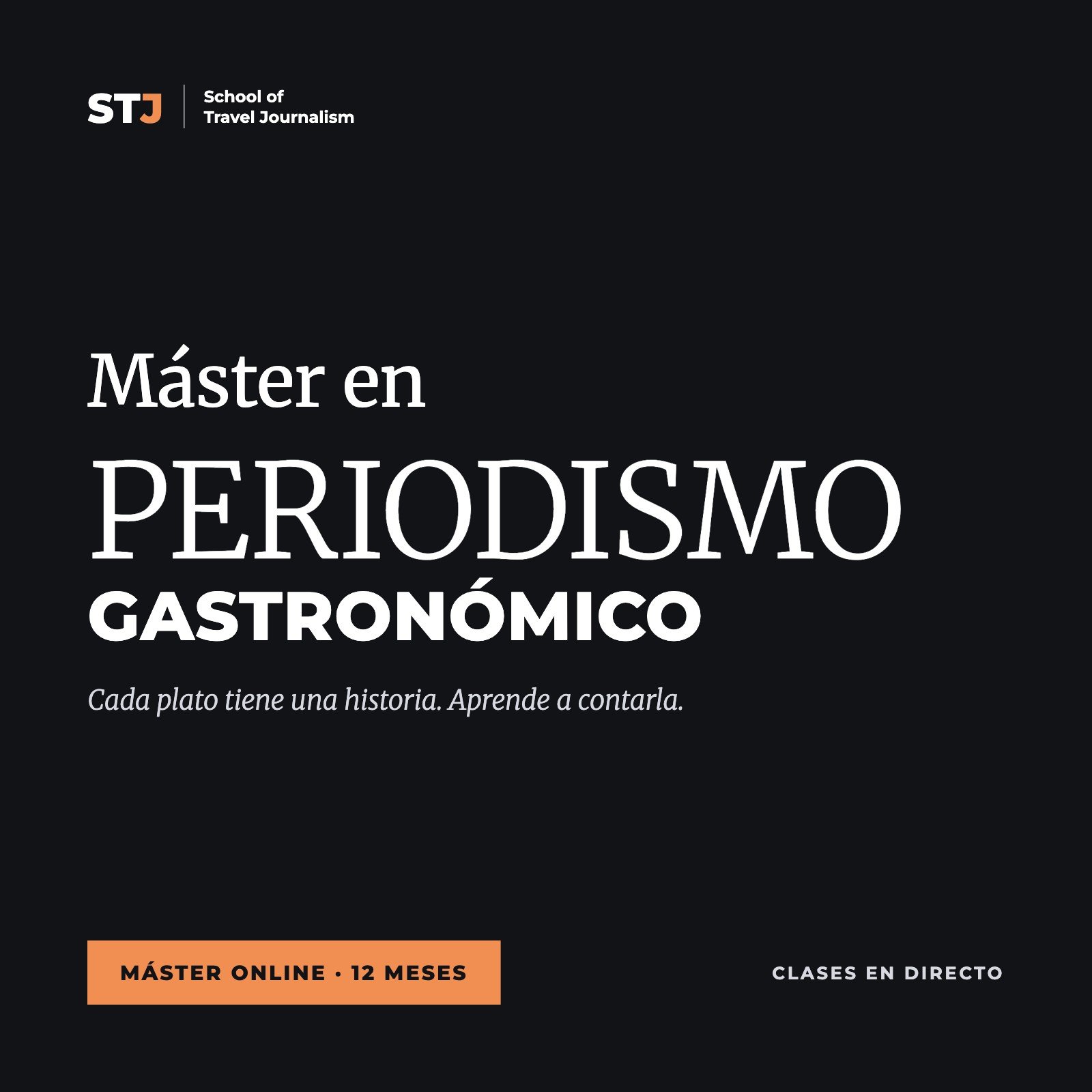 Portada: Máster en PERIODISMO GASTRONÓMICO | School of Travel Journalism